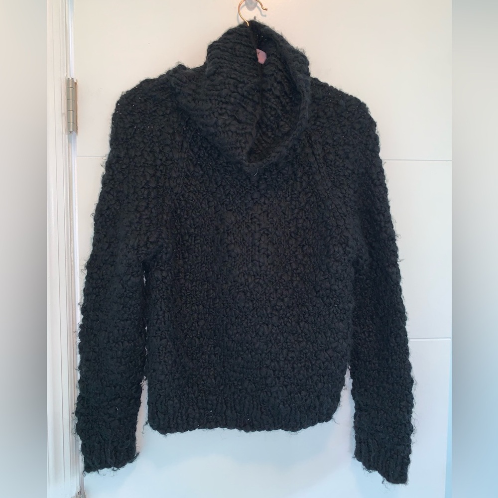 VIVIENNE TAM Wool Knit Sweater Mohair Black Turtleneck Vintage 90s Large